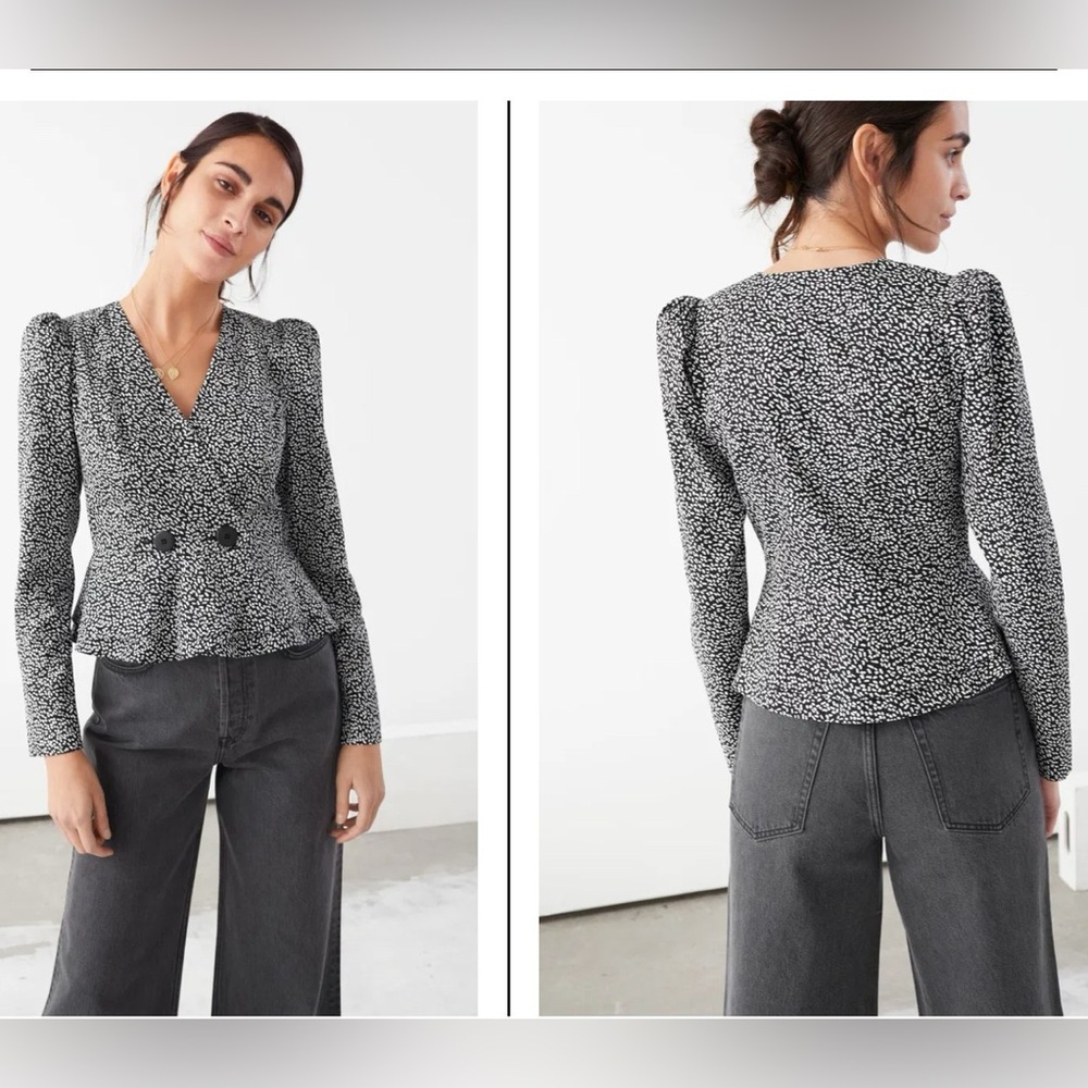 & Other Stories Black and White Patterned Blazer